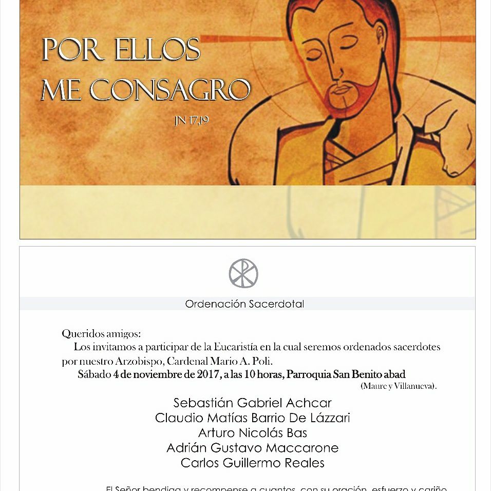 Invitación a la Ordenación del Diácono Guillermo Reales